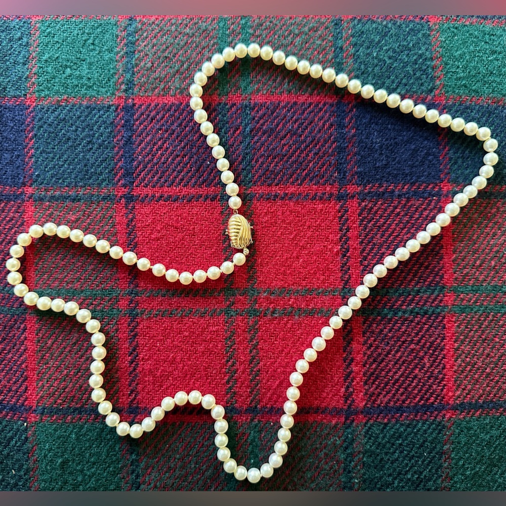 Gold and White Pearl Necklace